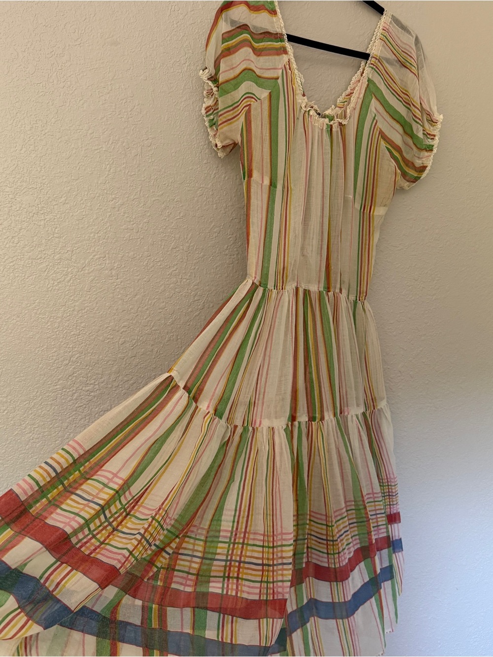 Vintage 1950s Semi-Sheer Striped Midi Dress - Picture 3 of 8